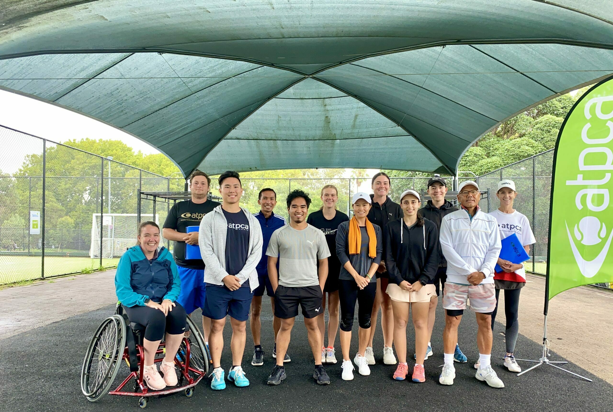 Australia Recognised Tennis Coaches on a tennis court in Sydney after having successfully completed their ATPCA tennis coach qualification course!